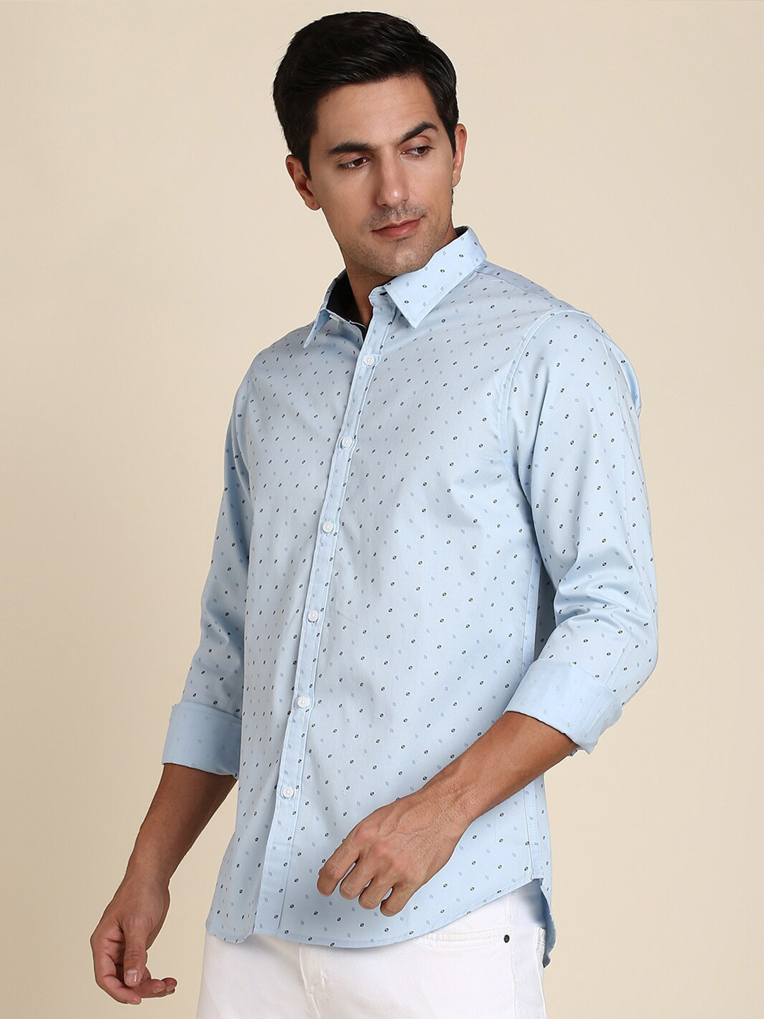 

Dennis Lingo India Slim Fit Conversational Printed Opaque Casual Pure Cotton Shirt, Blue