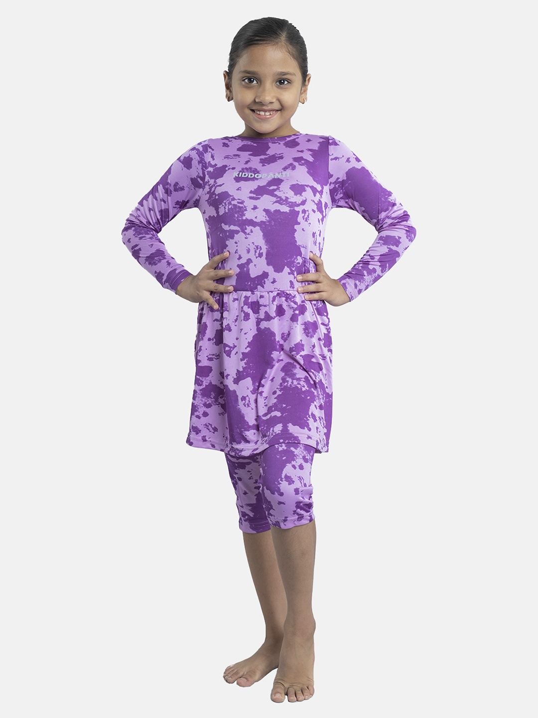 

KiddoPanti Girls Purple Abstract Printed Pantsuit