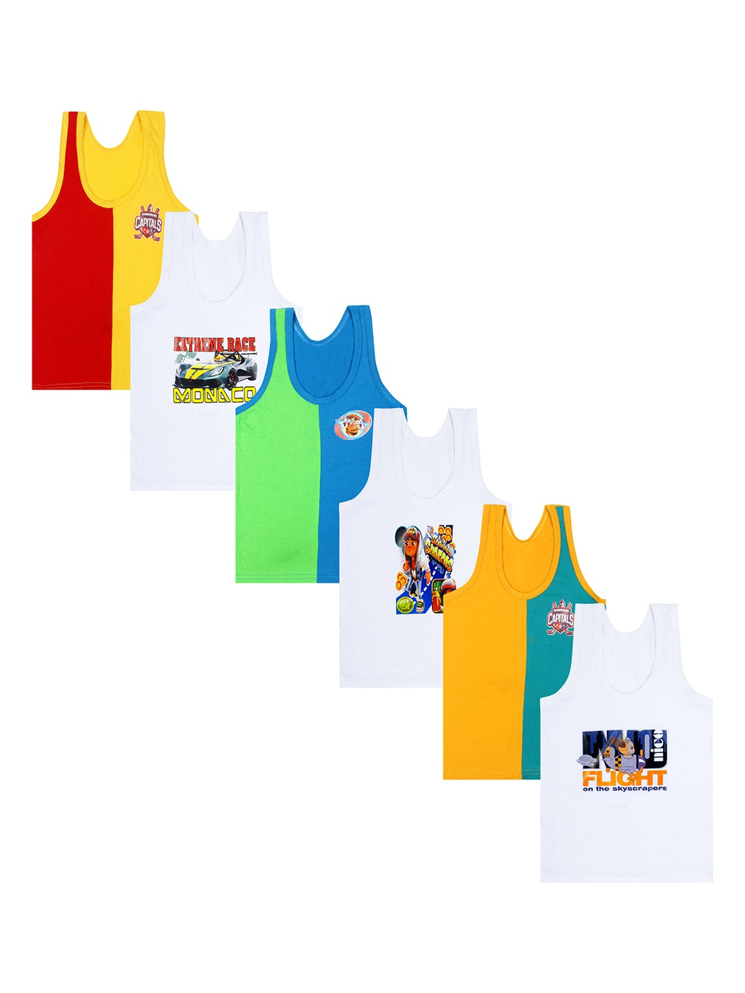 

CAREPLUS Boys Pack Of 6 Pure Cotton Innerwear Vests, Blue