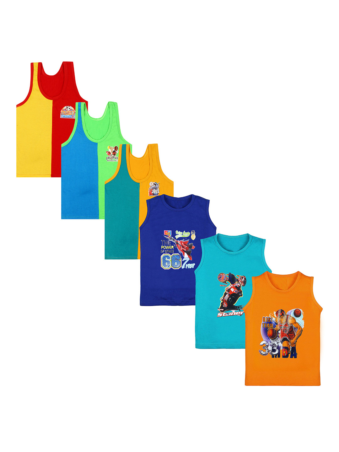 

CAREPLUS Boys Pack Of 6 Pure Cotton Innerwear Vests, Navy blue