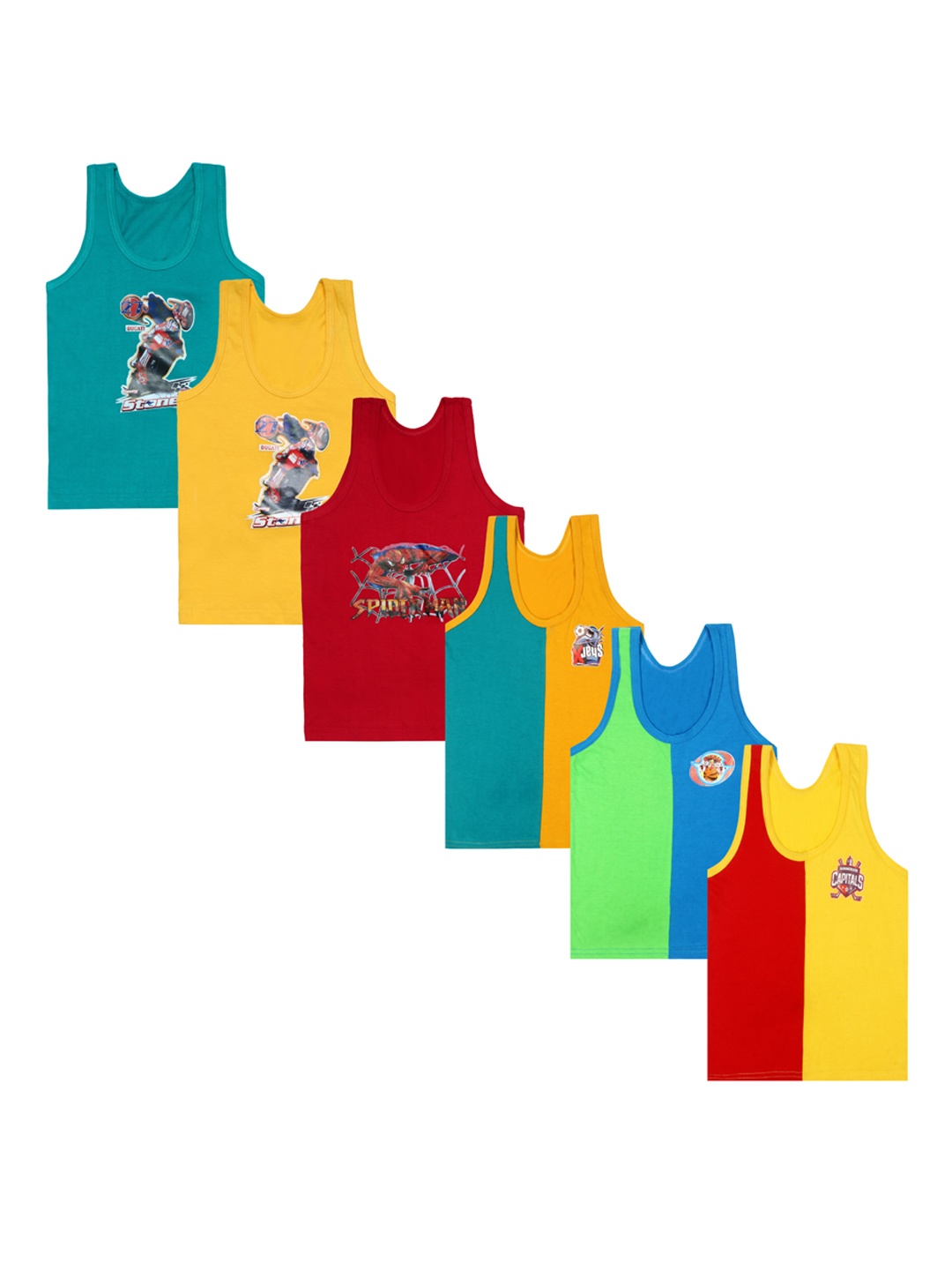 

CAREPLUS Boys Pack Of 6 Pure Cotton Innerwear Vests, Red