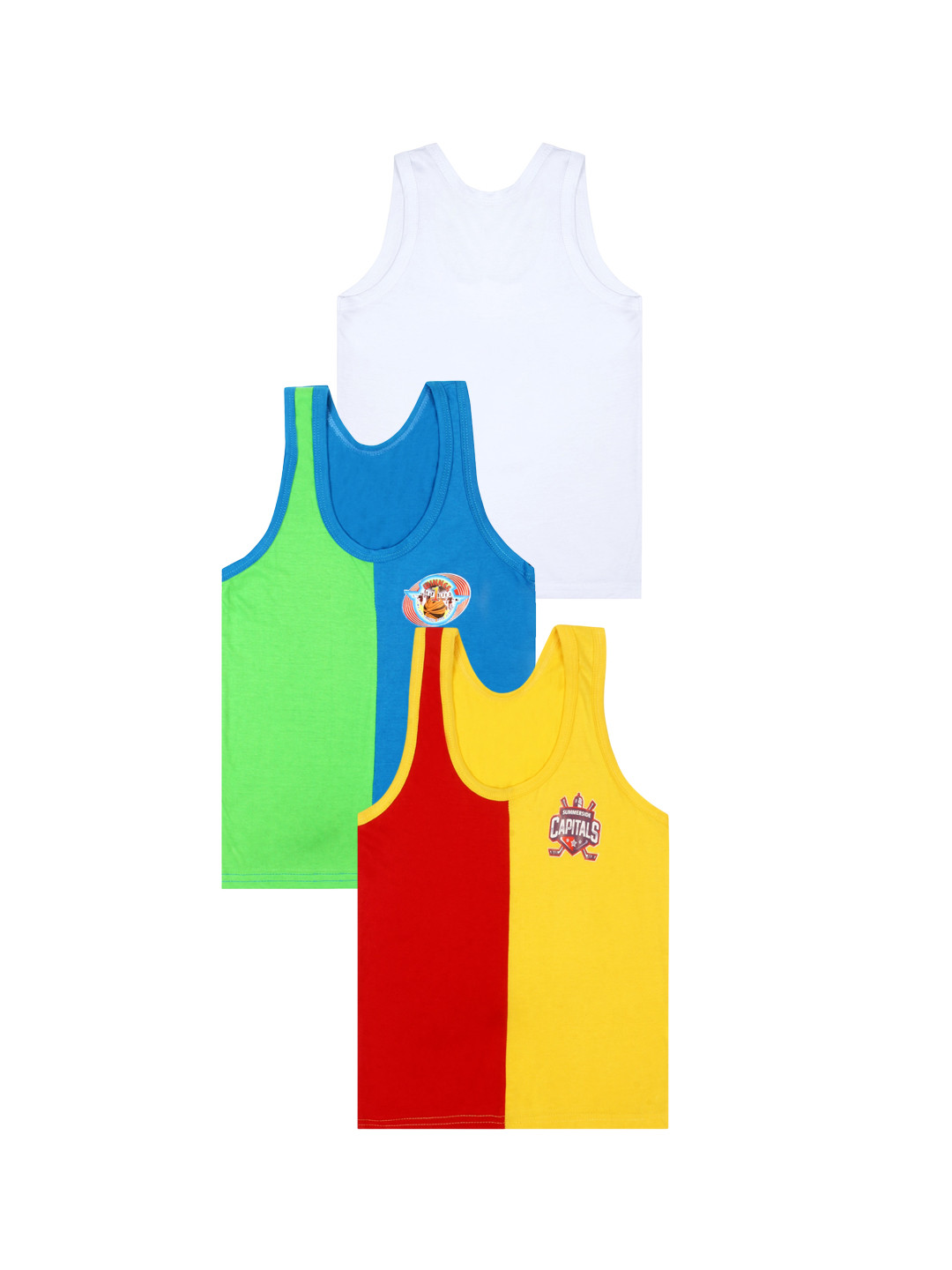 

CAREPLUS Infant Boys Pack of 6 Printed Combed Cotton Undershirt Inner Vests, White