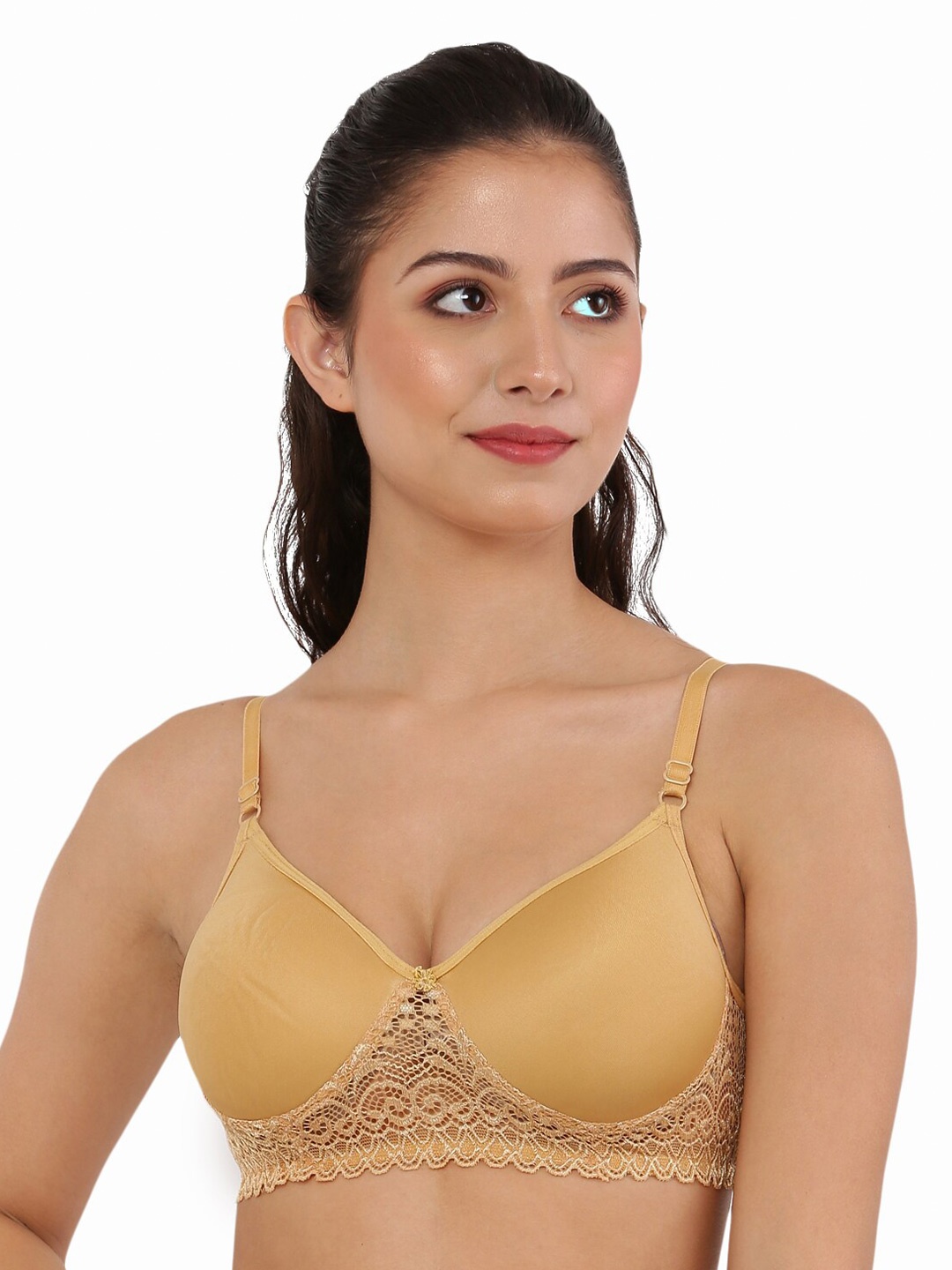 

Piylu Bralette Bra - Medium Coverage Lightly Padded, Beige