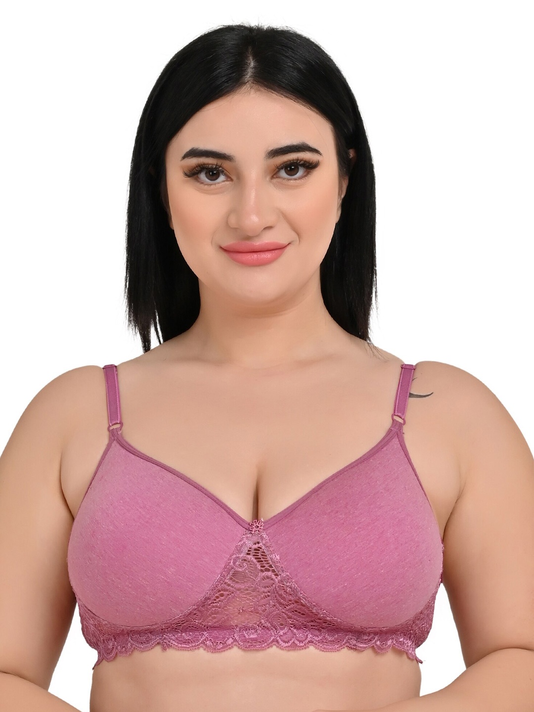 

Piylu Full Coverage Lightly Padded All day Comfort Seamless Push Up Bra, Pink