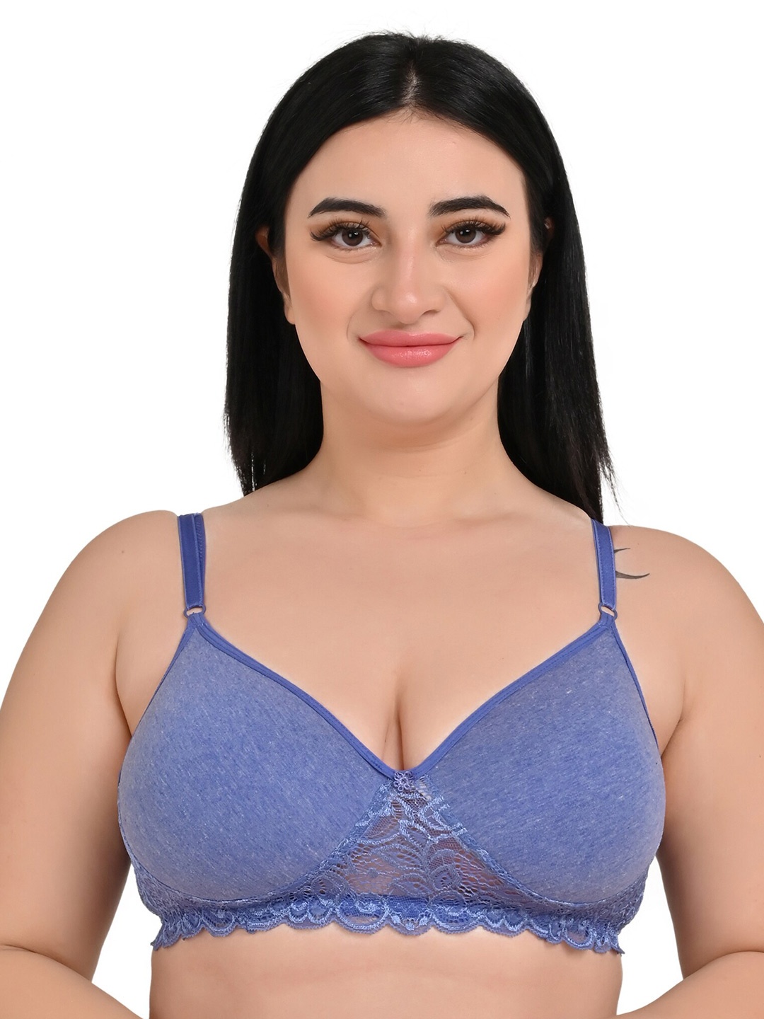 

Piylu Lightly Padded Seamless All Day Comfort Non-Wired Push-Up Bra, Blue