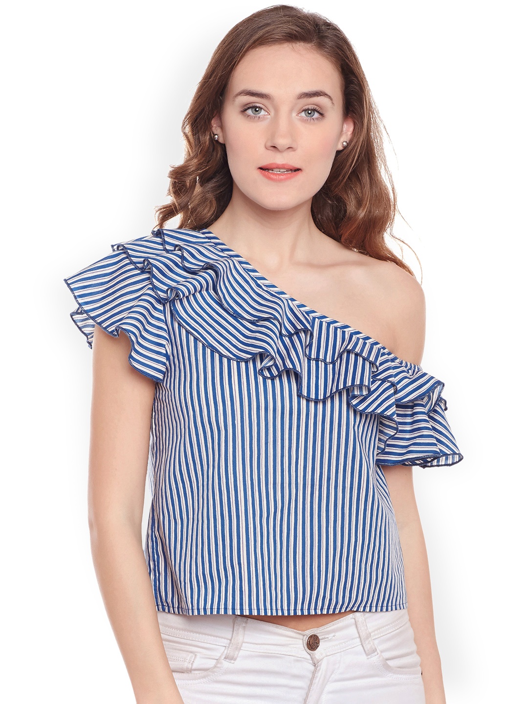 

Zastraa Women Off-White Striped Top