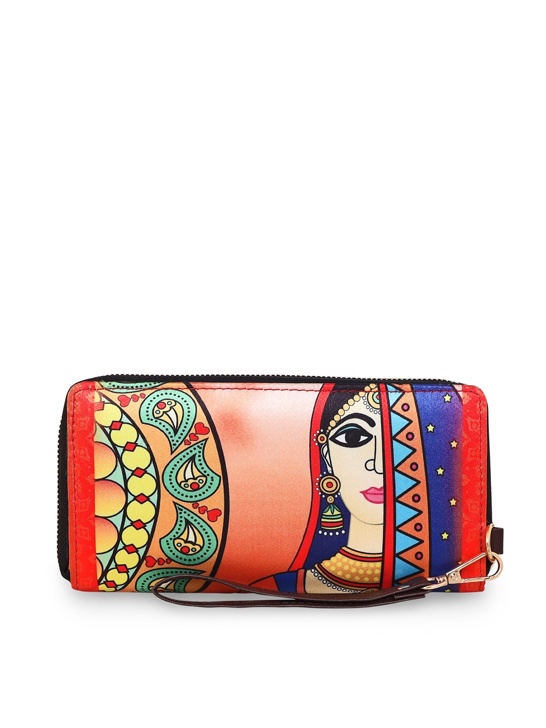 

Sabhyata Women Ethnic Motifs Printed Zip Around Wallet, Red