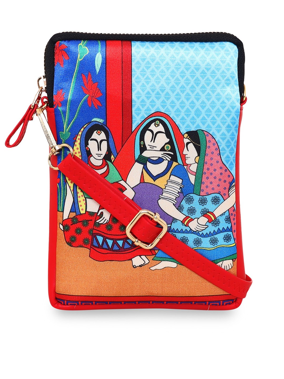 

Sabhyata Printed Water Resistant Structured Sling Bag, Multi