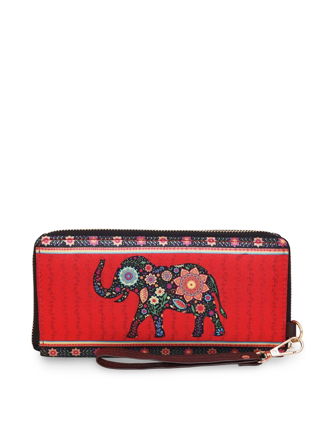 

Sabhyata Women Ethnic Motifs Printed Zip Around Wallet, Red