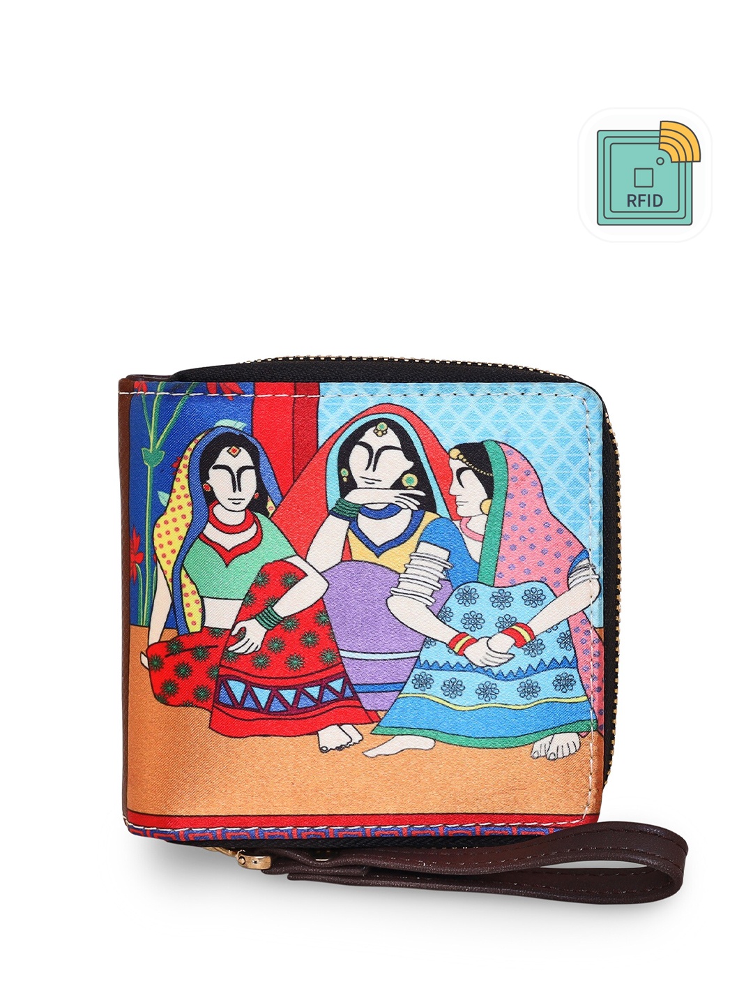 

Sabhyata Women Ethnic Motifs Printed Card Holder, Blue