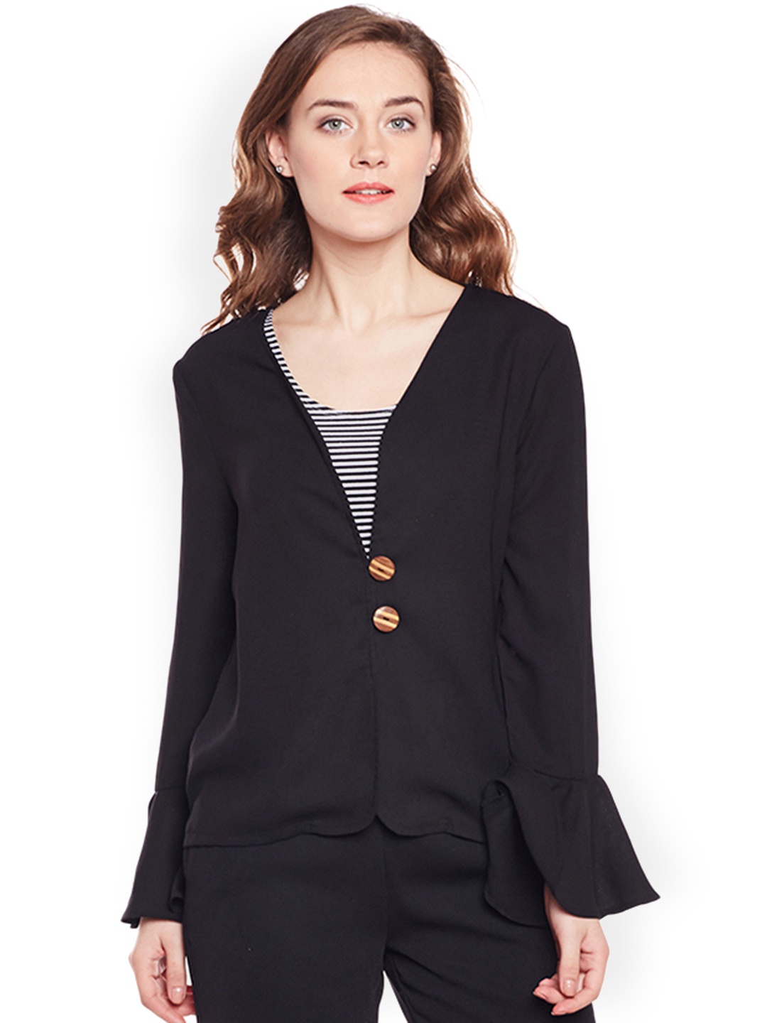 

Zastraa Black Solid Coat