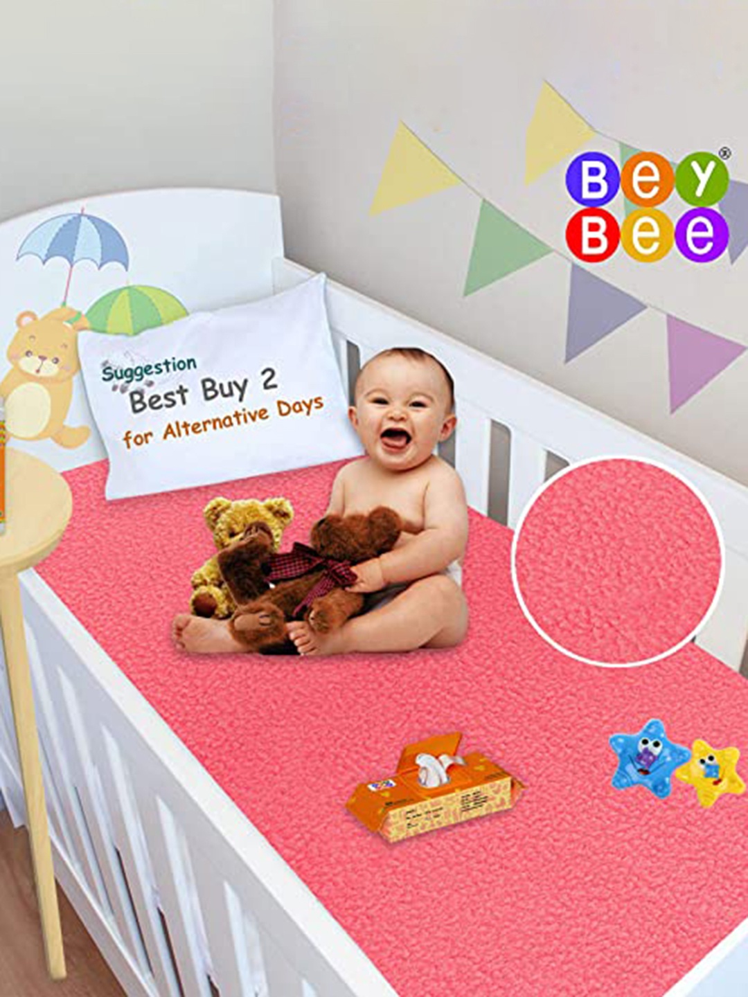 

BeyBee Kids Red Cotton Waterproof & Anti-Dust Medium Baby Dry Sheet
