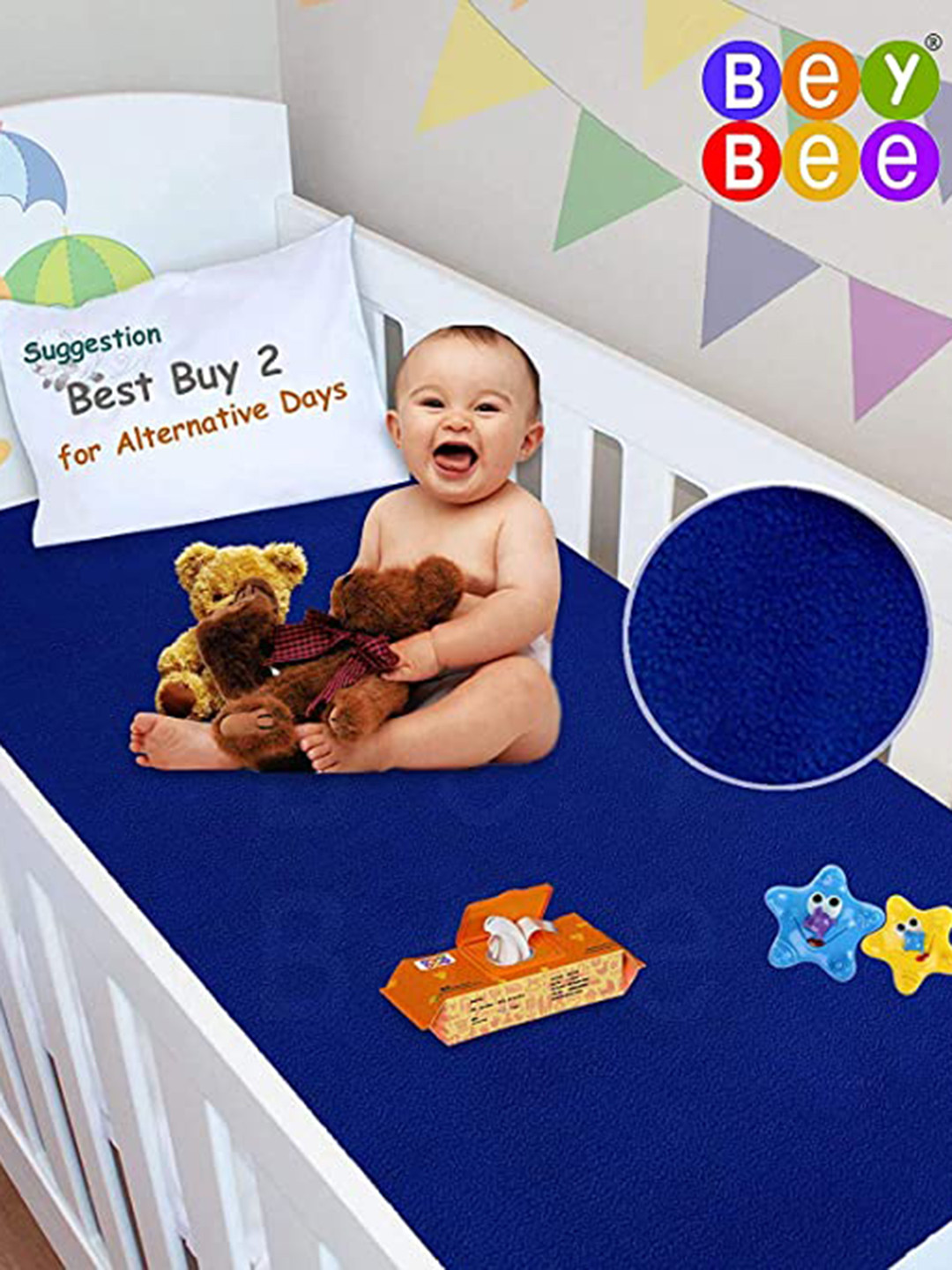 

BeyBee Kids Royal Blue Cotton Waterproof & Anti-Dust Medium Baby Dry Sheet