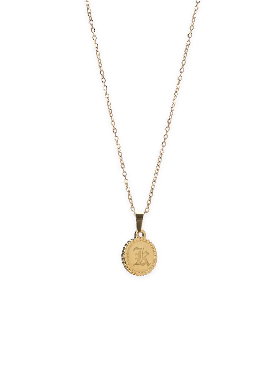 

PALMONAS 18k Gold-Plated Engraved L Necklace
