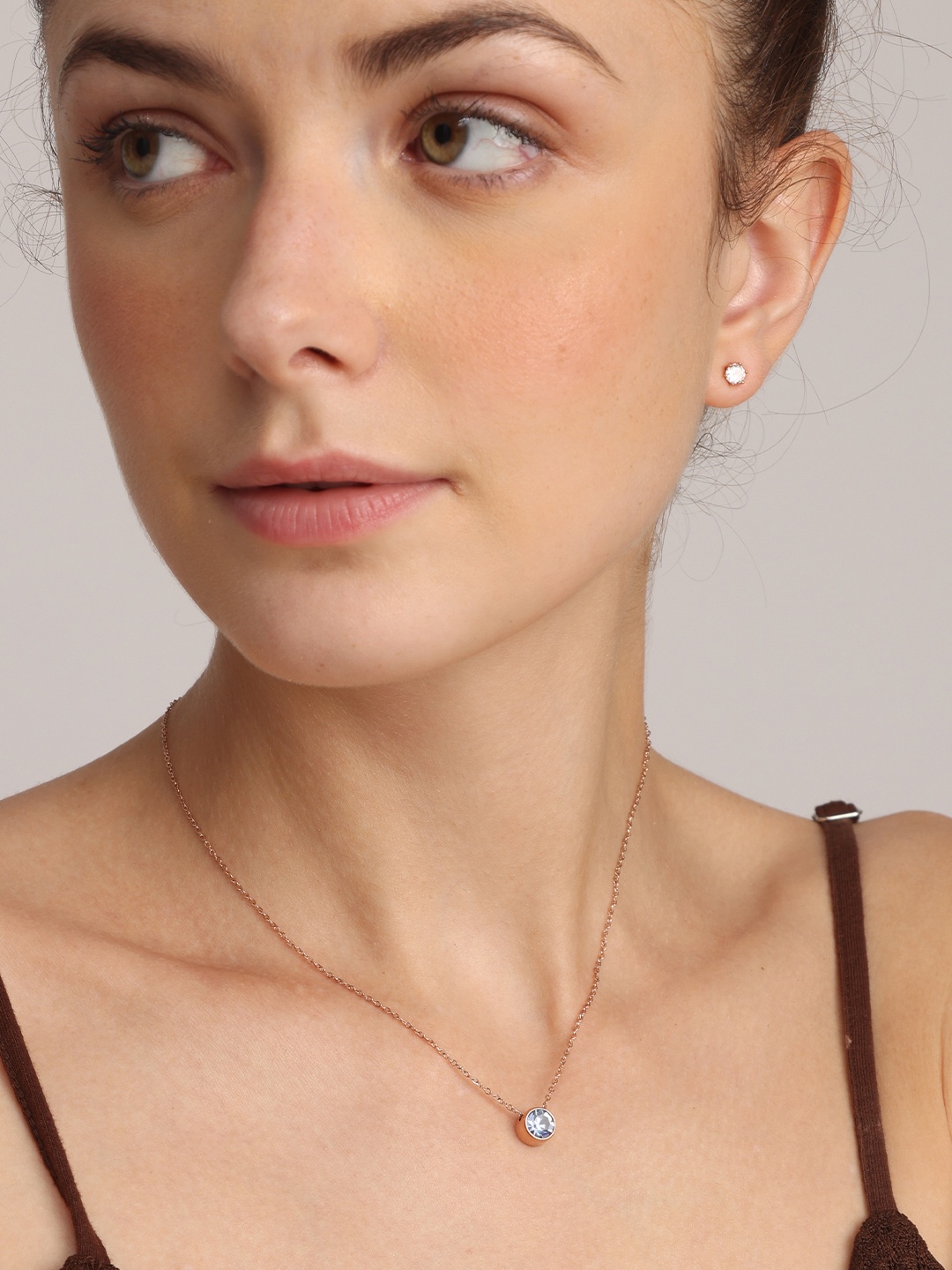 

PALMONAS Rose Gold Plated March Birthstone Necklace