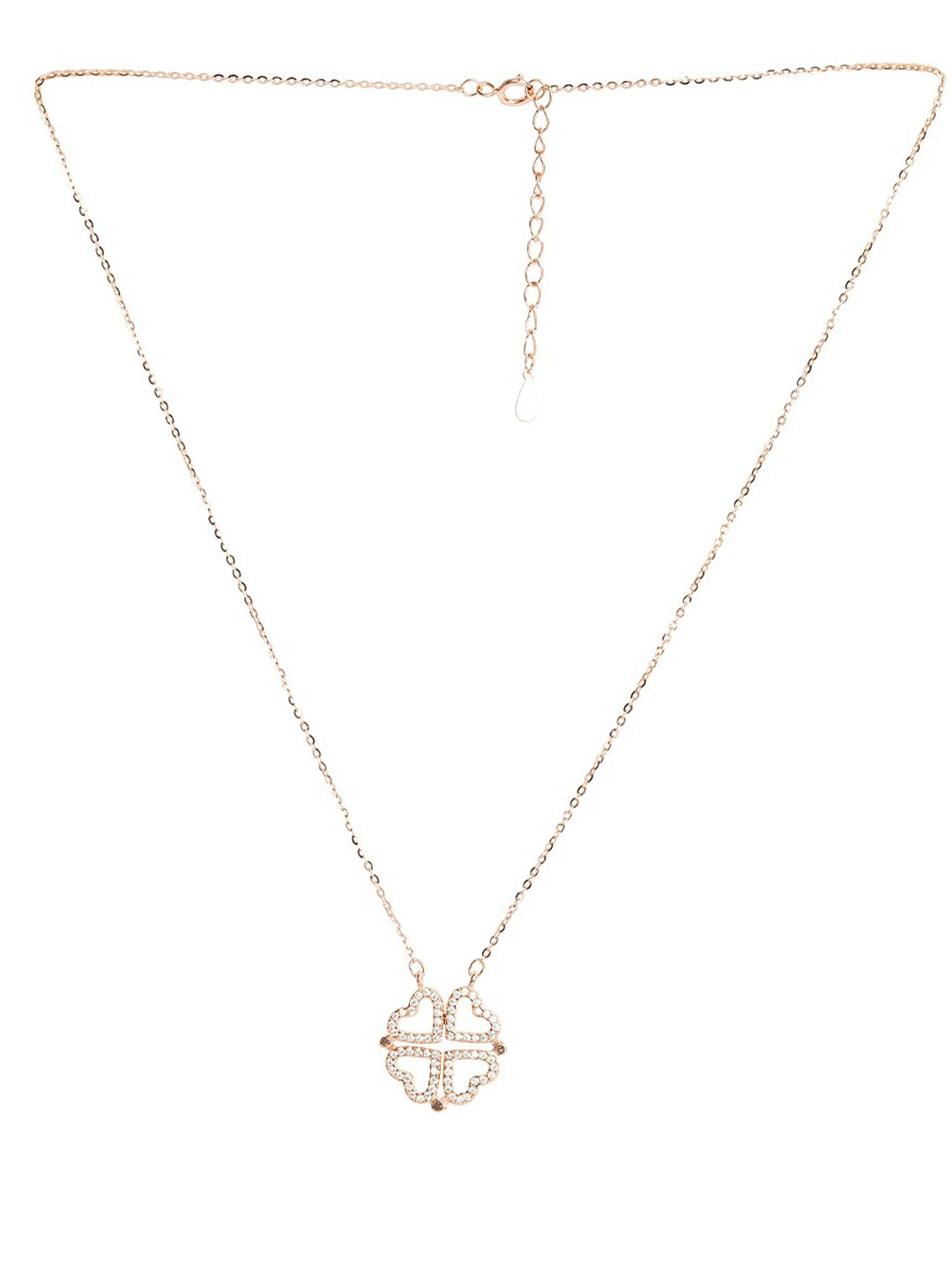 

PALMONAS Sterling Silver 18 KT Gold-Plated Clover Heart Necklace