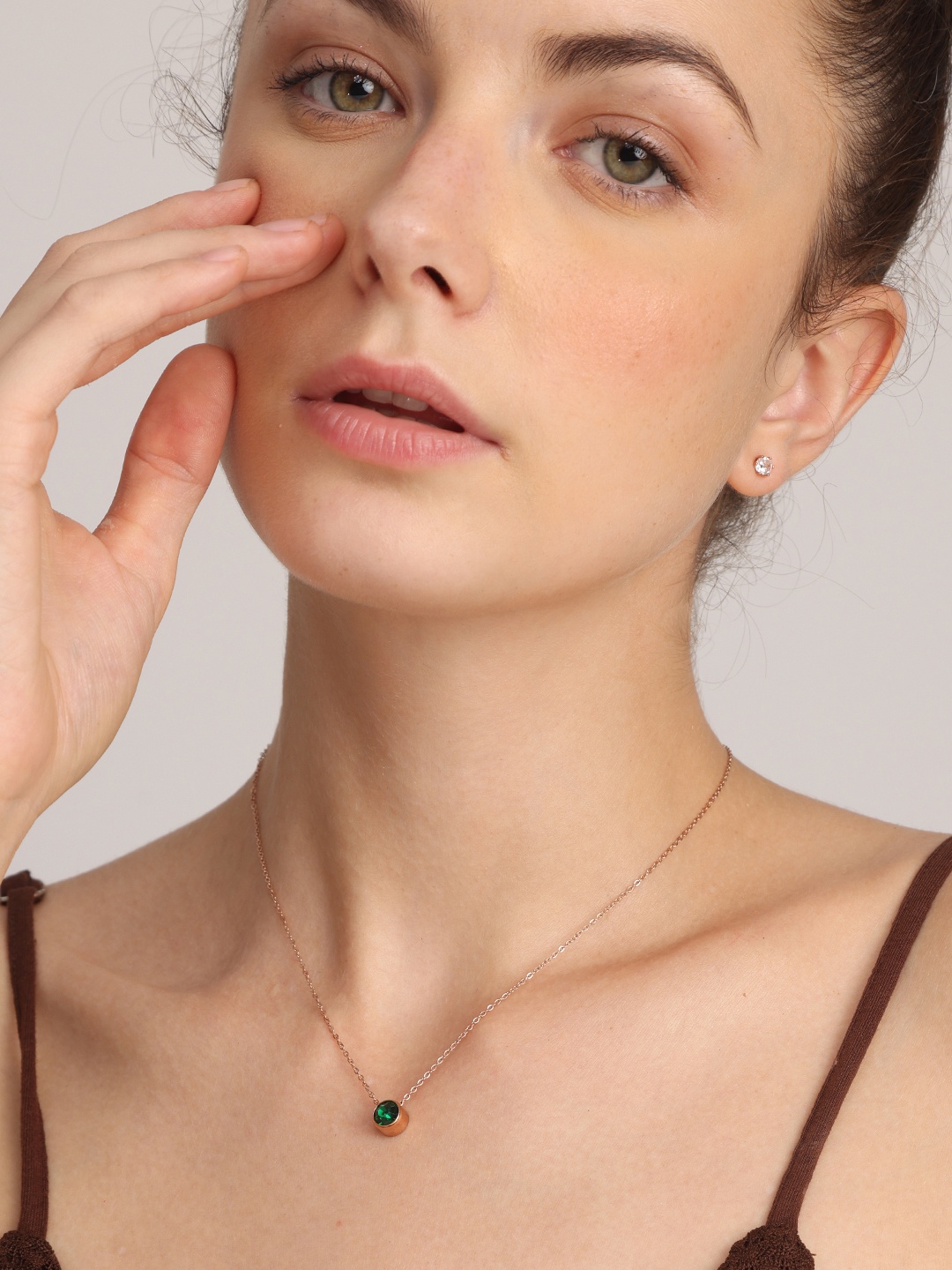 

PALMONAS Rose Gold-Plated May Birthstone Necklace