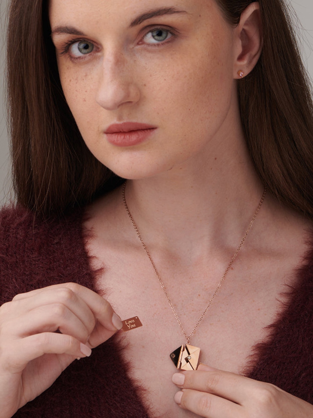 

PALMONAS 18k Rose Gold Plated Love Envelope Necklace