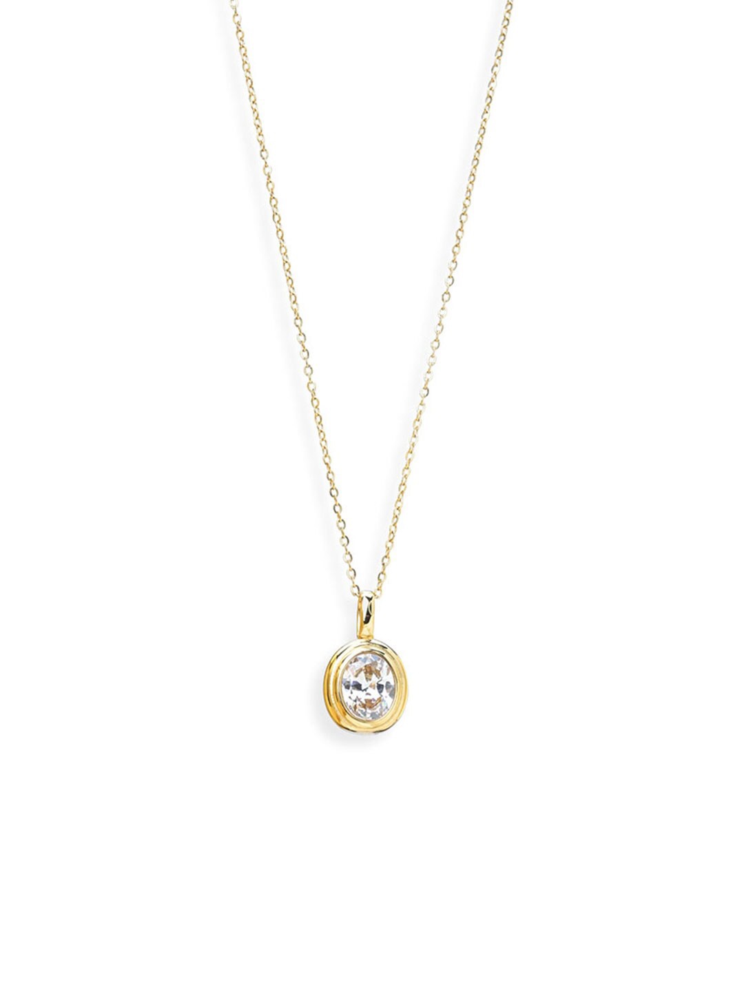 

PALMONAS 18 KT Gold-Plated Oval Pendant Geometric Clavicle Chain Collar Pendant Necklace