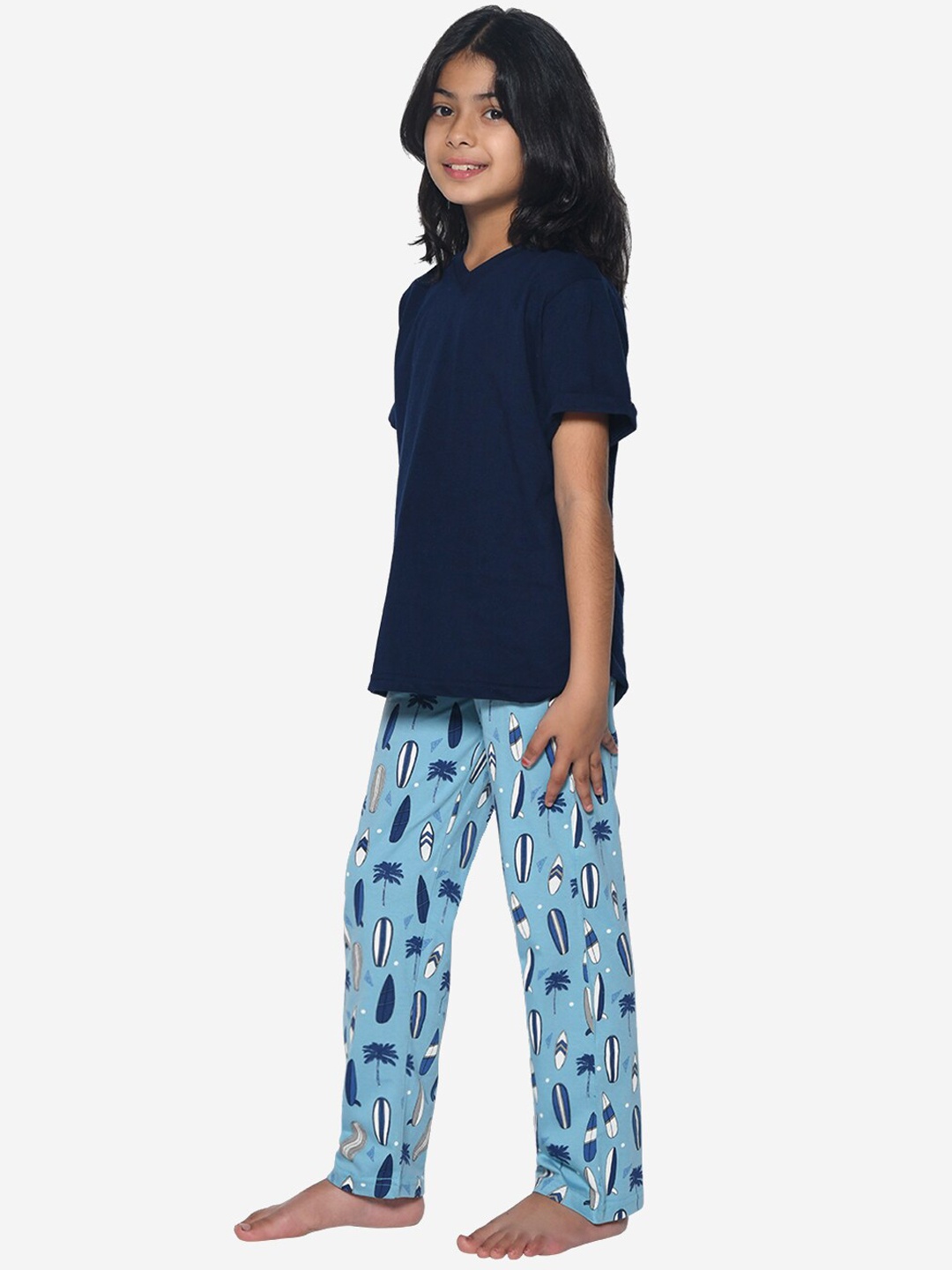 

FUNKRAFTS Girls Conversational Printed Pure Cotton Night Suit, Blue
