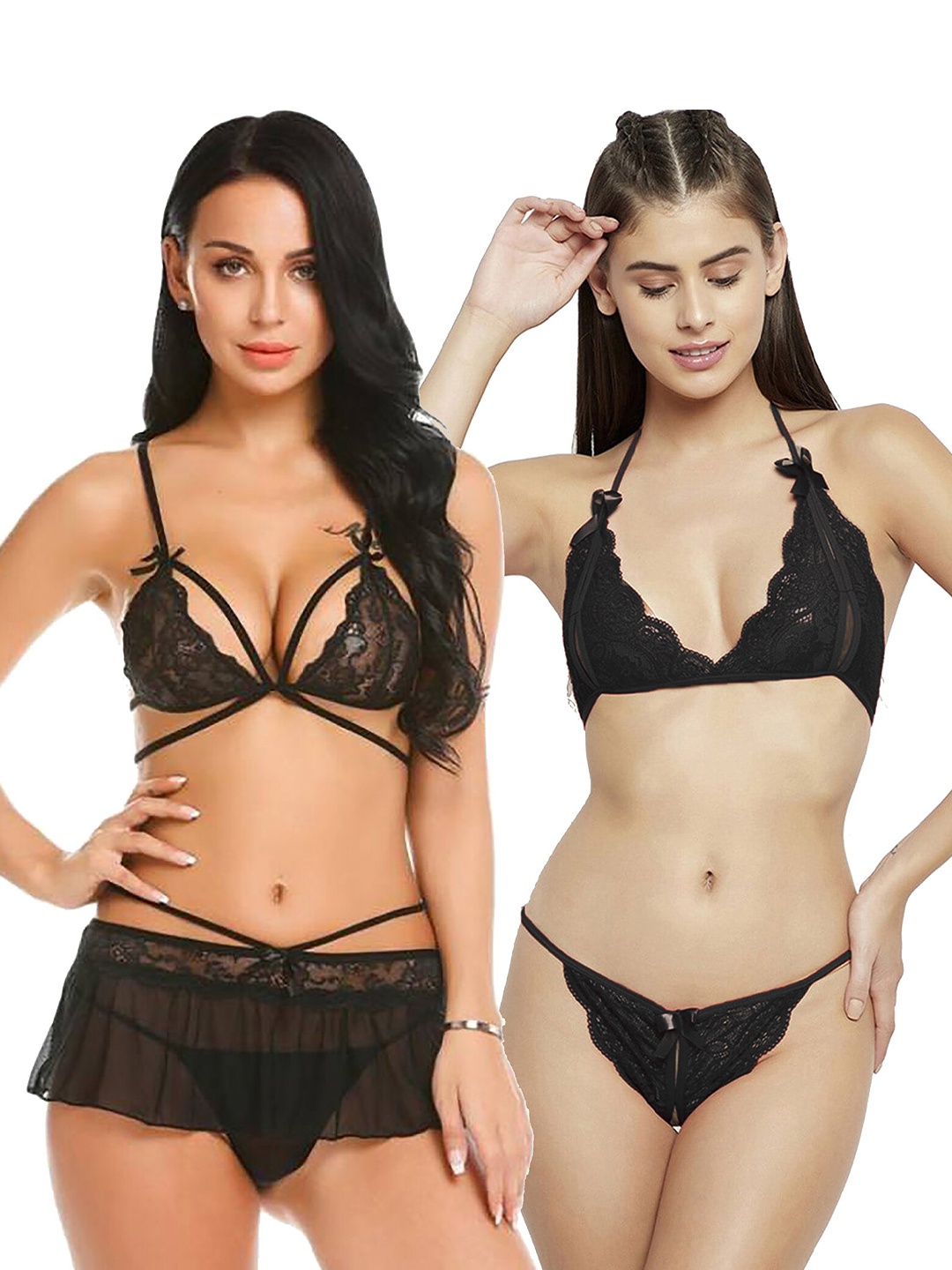 

AROUSY Net High-Low Baby Doll, Black