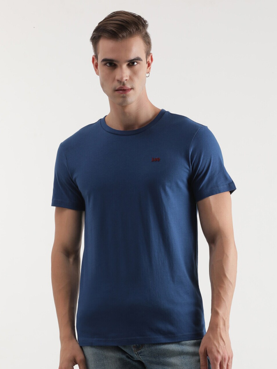 

Lee Round Neck Slim Fit Cotton T-shirt, Blue