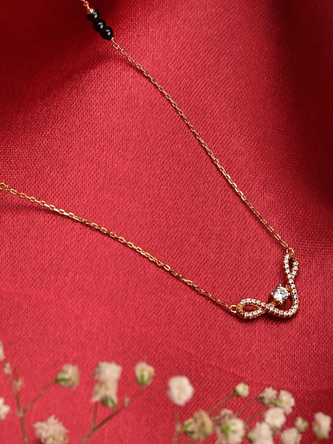 

PALMONAS 18KT Gold-Plated Artificial Stone & Beads Studded Mangalsutra