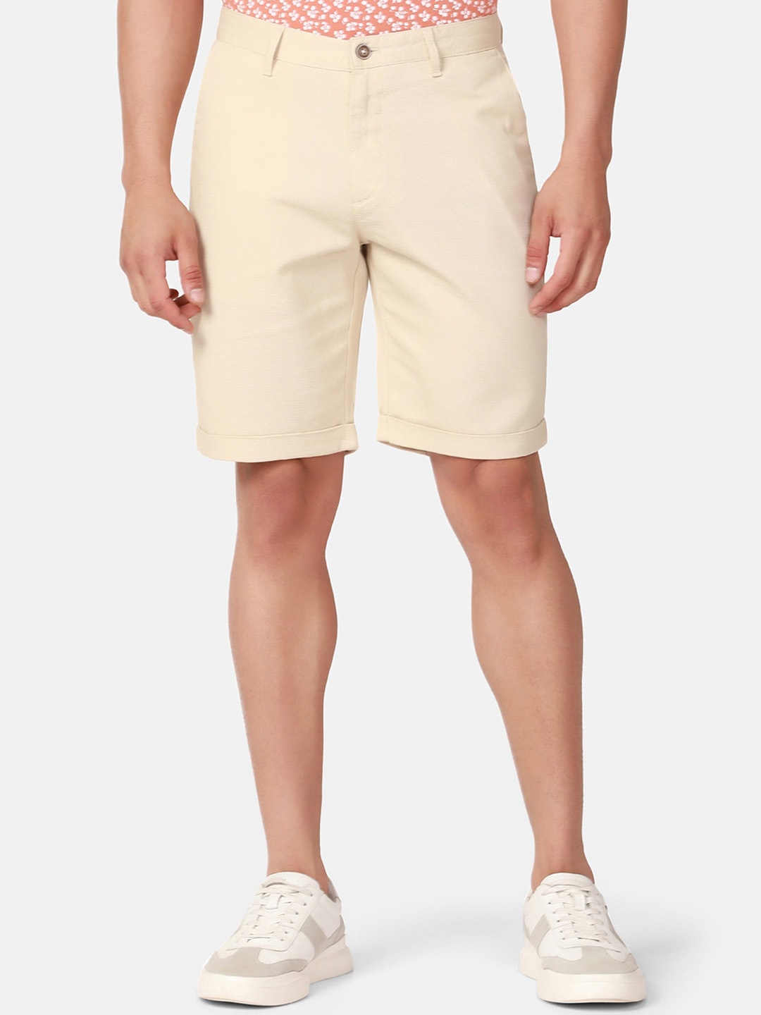 

Blackberrys Men Mid-Rise Slim Fit Casual Shorts, Beige