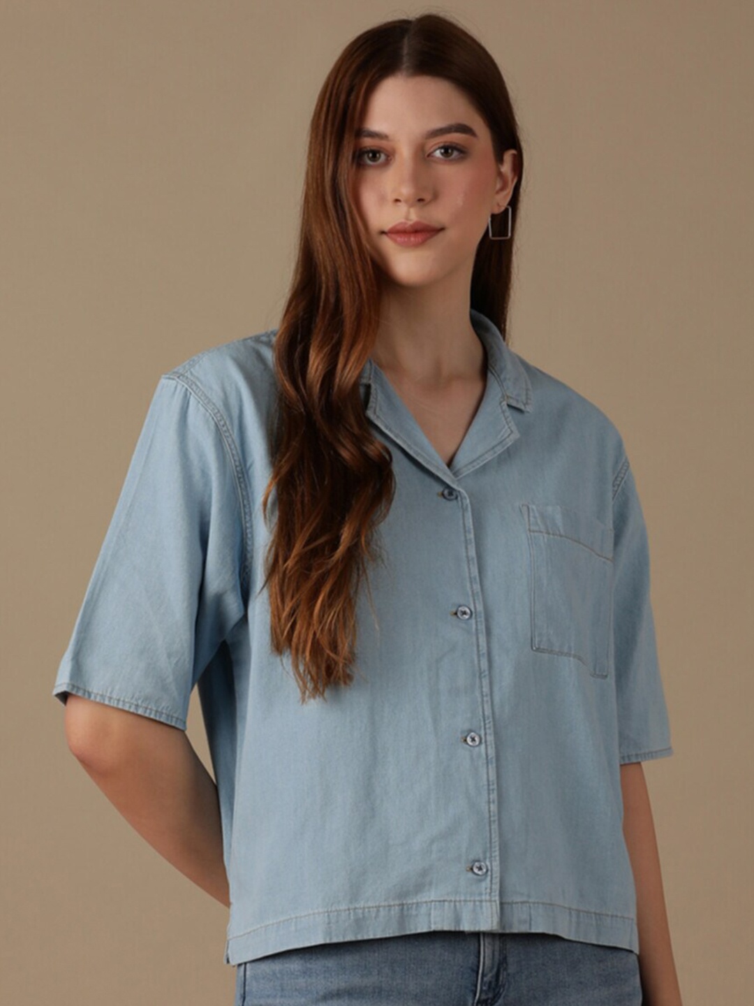 

Wrangler Lapel Collar Cotton Casual Shirt, Blue