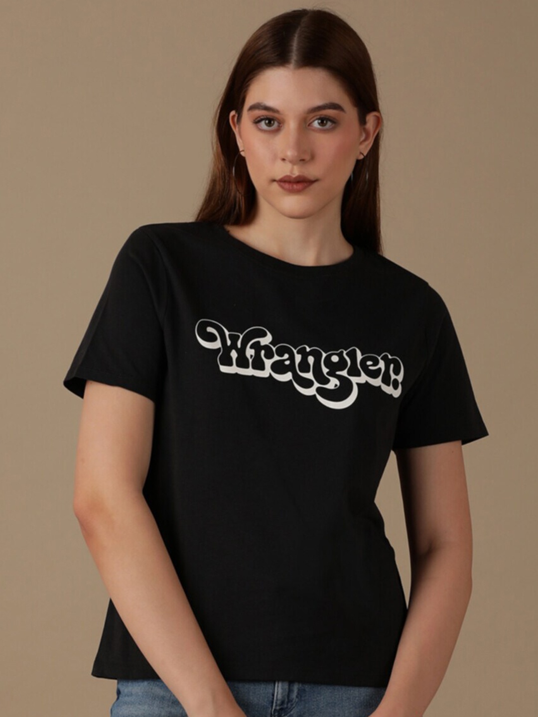 

Wrangler Typography Printed Round Neck Cotton T-shirt, White