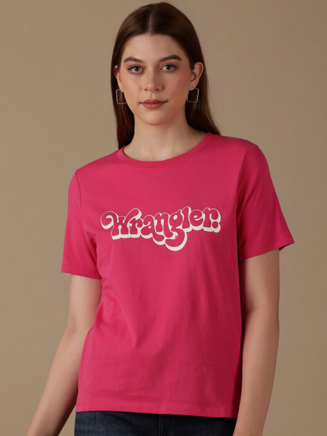 

Wrangler Typography Printed Cotton T-shirt, Pink