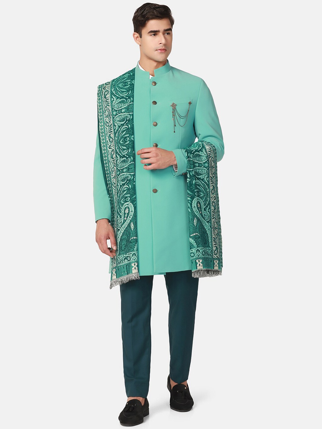 

Blackberrys Slim-Fit Bandhagala 2Pc Ethnic Party Suit, Green