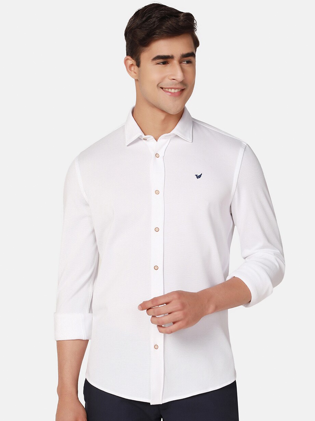 

Blackberrys Spread Collar Relaxed Skinny Fit Cotton Casual Shirt, White