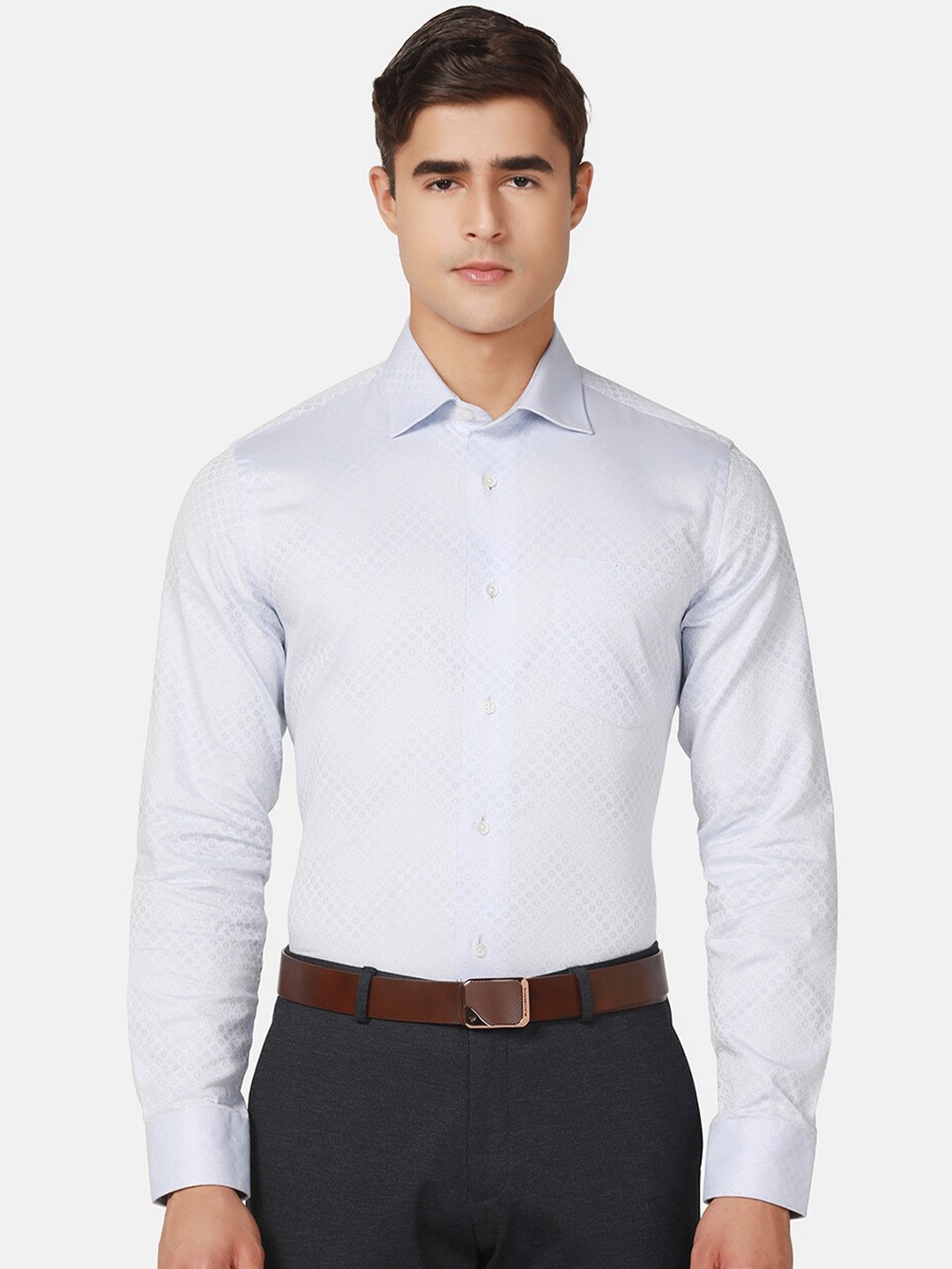 

Blackberrys Spread Collar India Slim Slim Fit Cotton Formal Shirt, Blue