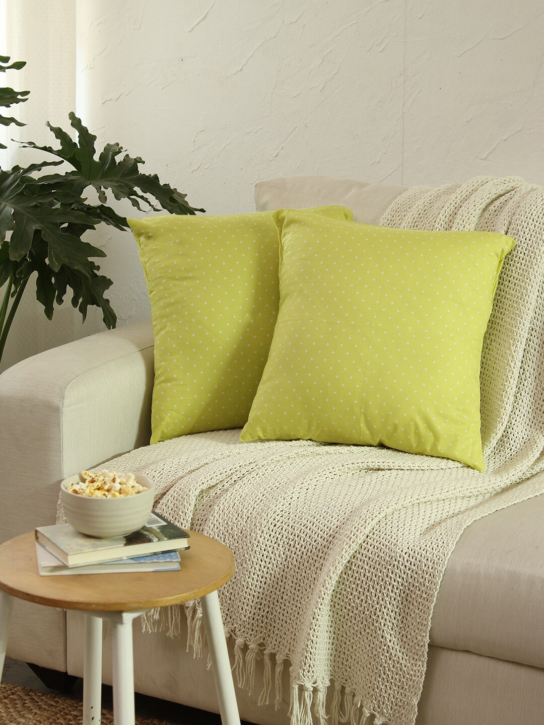 

House This Kahaniya Yellow 2 Pieces Printed Square Cushion Covers