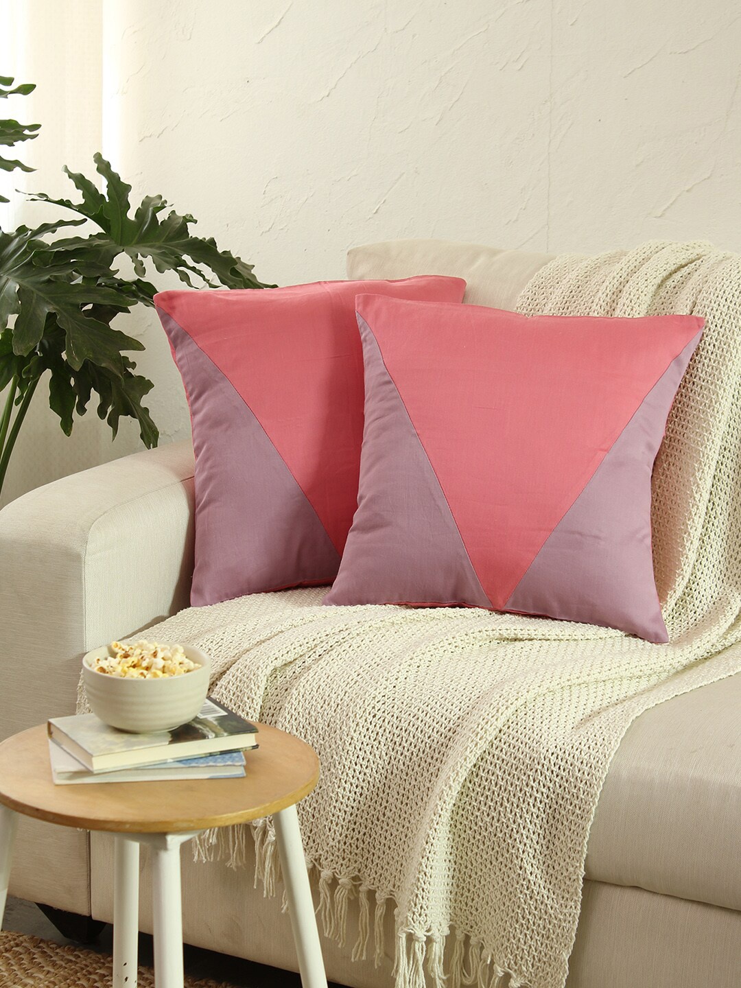

House This Jyamiti Purple 2-Pieces Cotton Square Cushion Covers