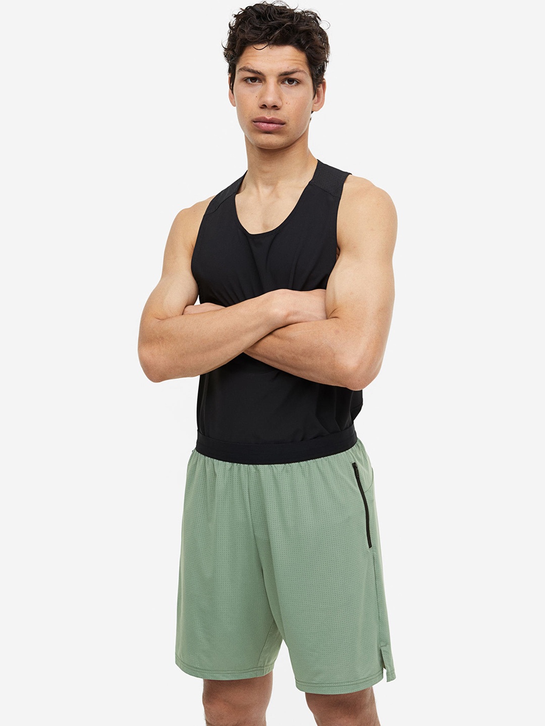 

H&M Men Mesh Sports Shorts, Green