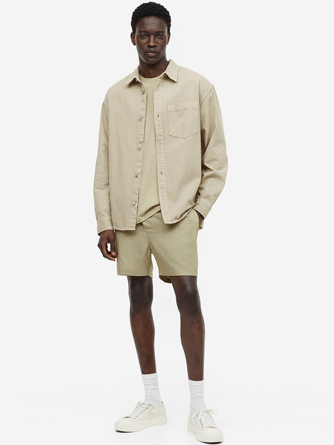 

H&M Men Regular Fit Lyocell Shorts, Khaki