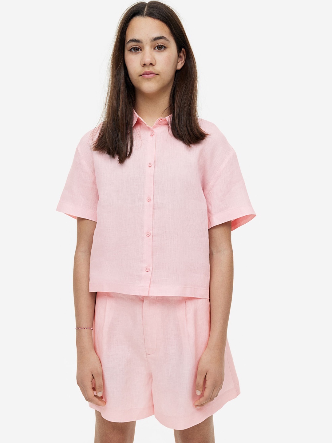 

H&M Girls Linen Shorts, Pink