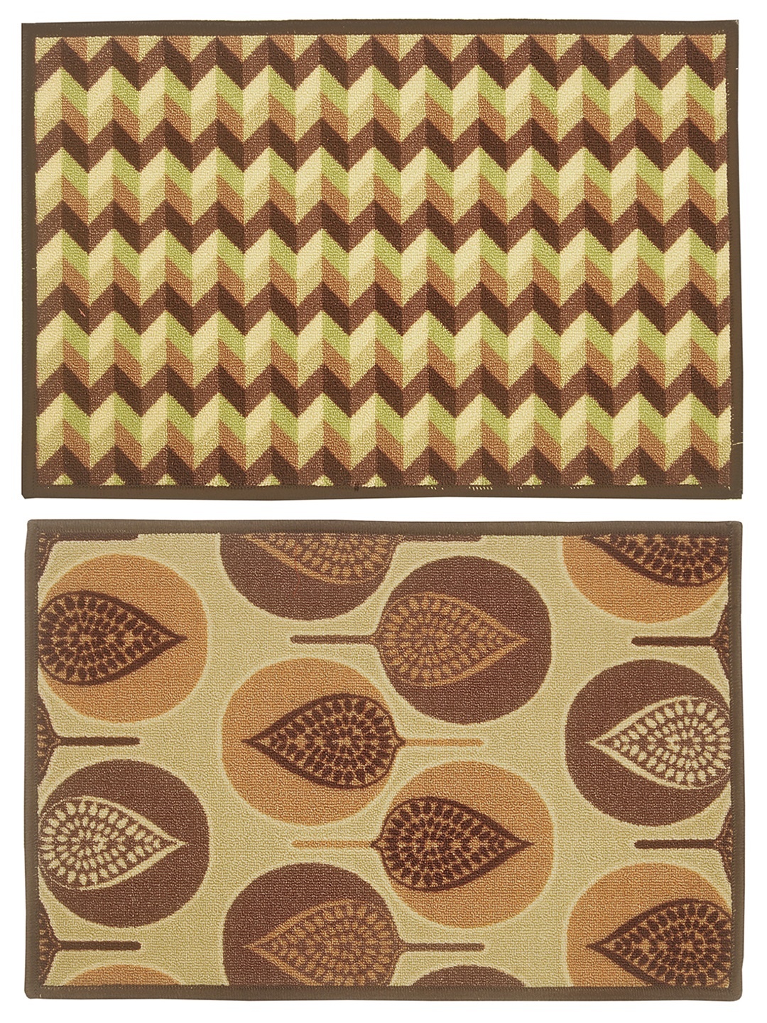 

BIANCA Set of 2 Splender Woven Design Anti-skid Doormats, Brown