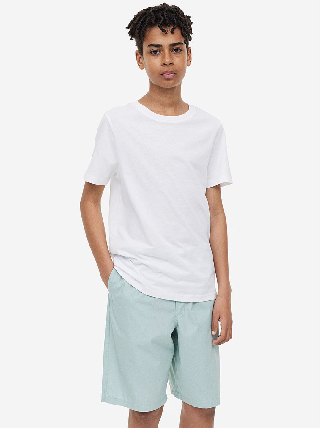 

H&M Boys Pure Cotton Pull-On Shorts, Turquoise blue