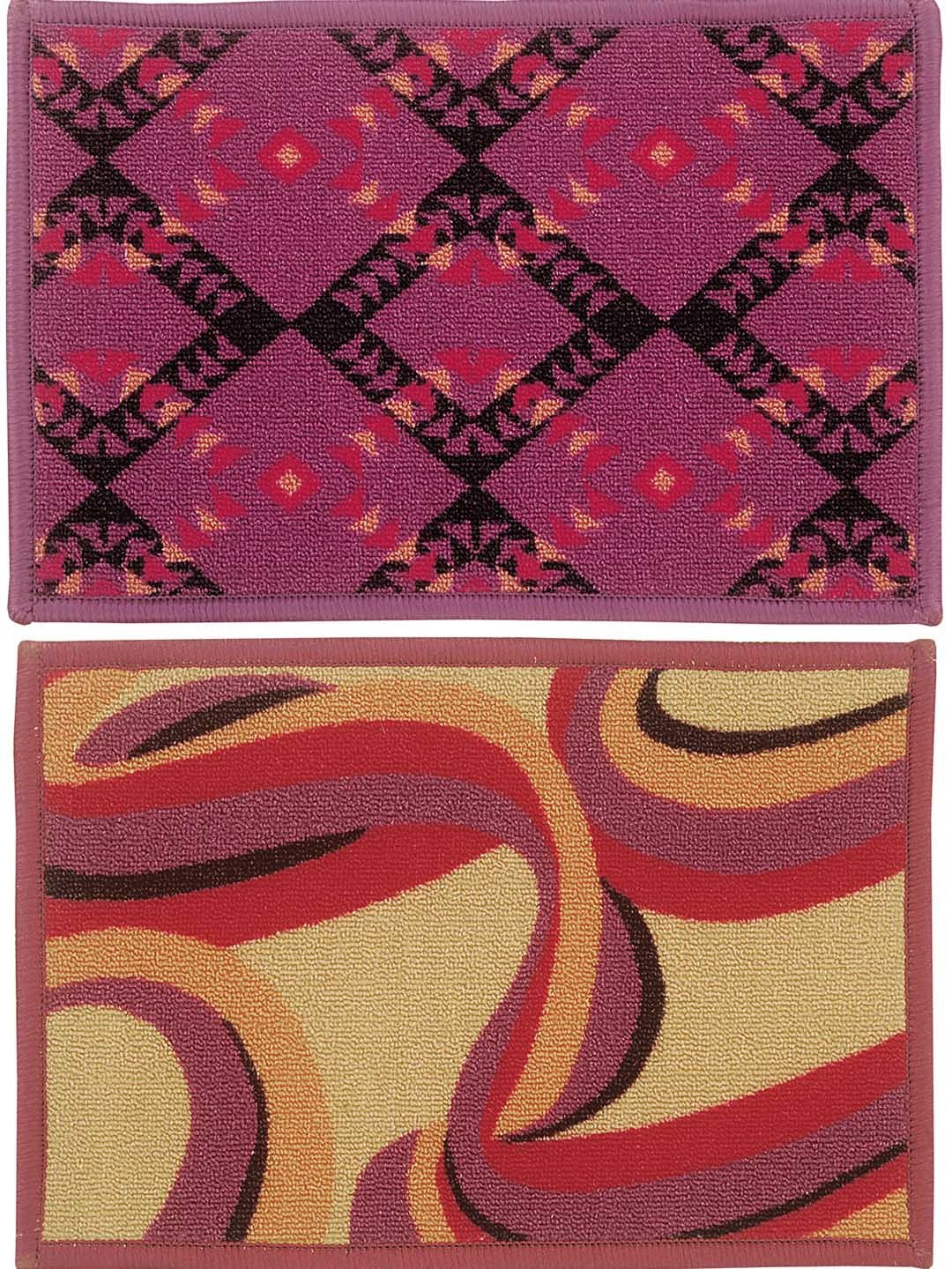 

BIANCA Set of 2 Splender Woven Design Anti-skid Doormats, Purple