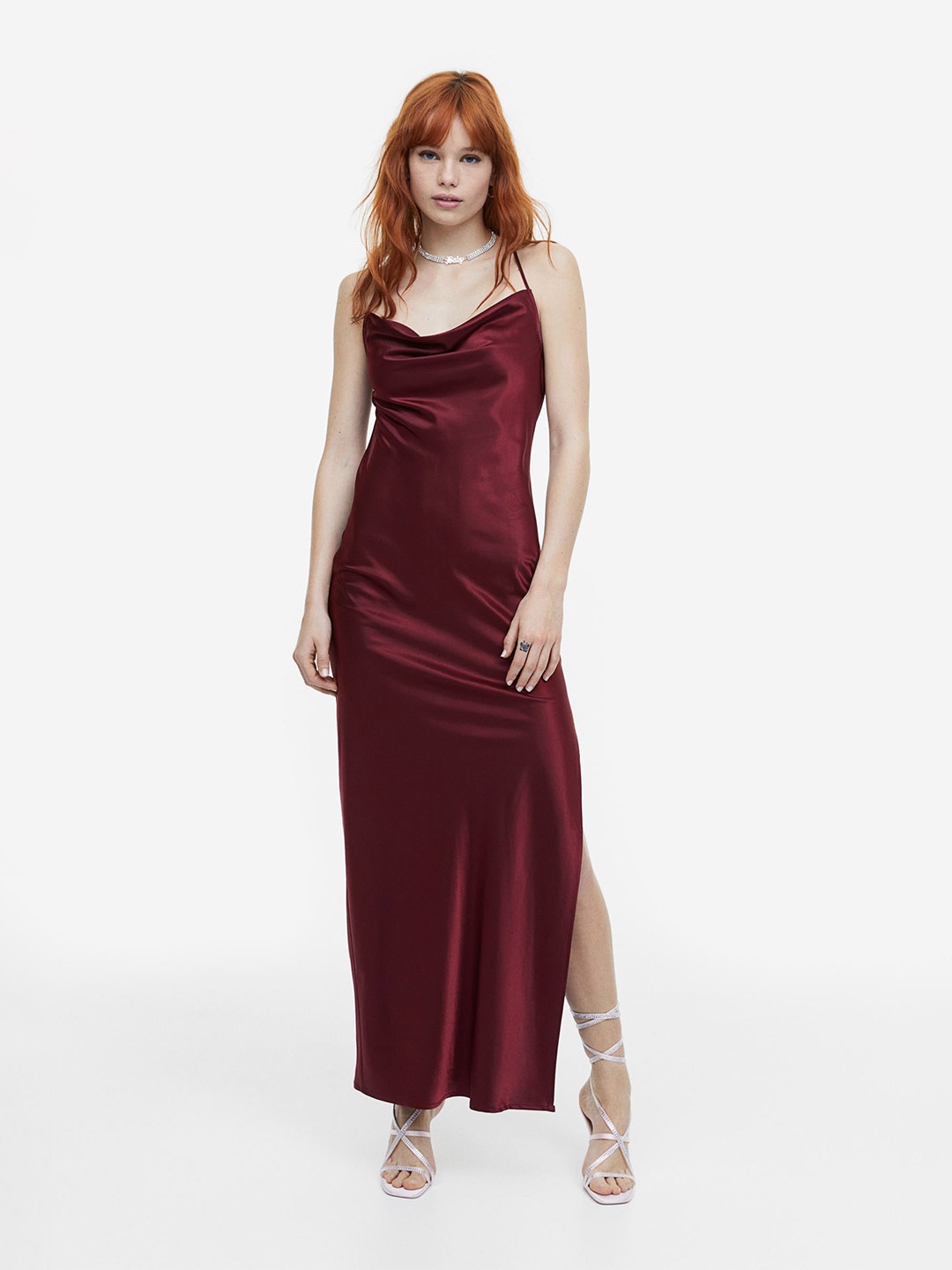 

H&M Satin Slip Dress, Maroon
