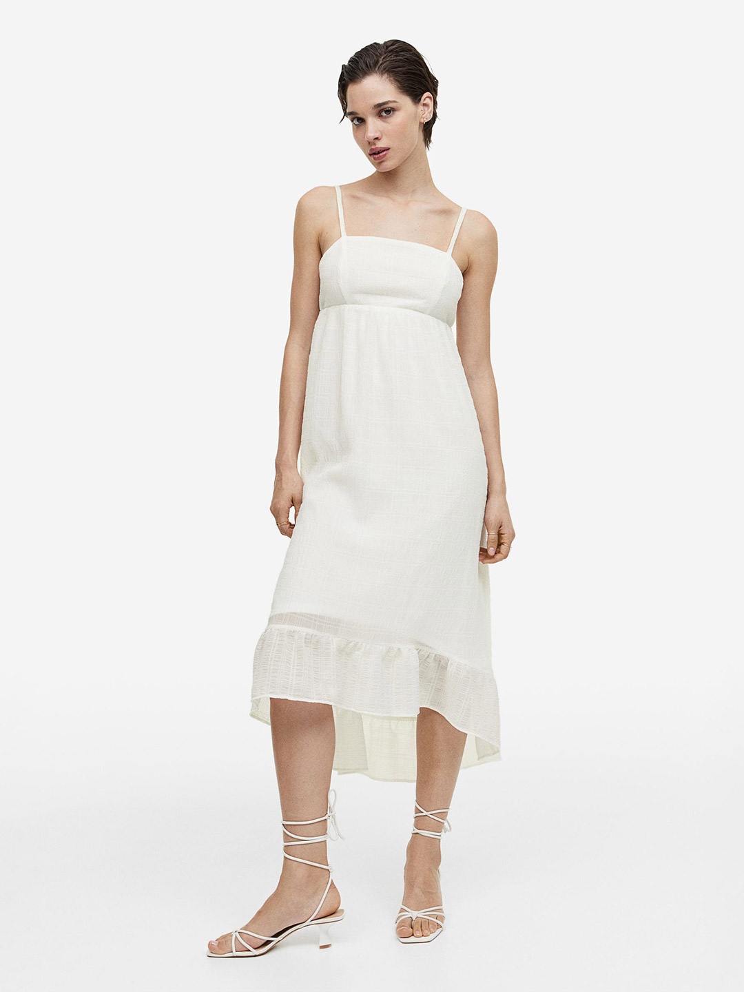 

H&M Tie-Detail Crepe Dress, White