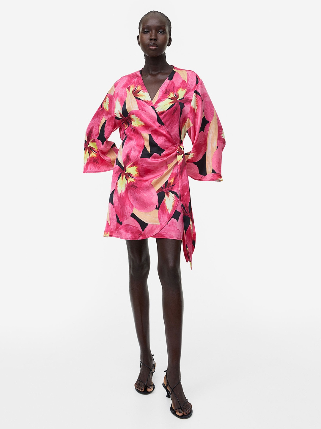 

H&M Satin Wrap Dress, Pink