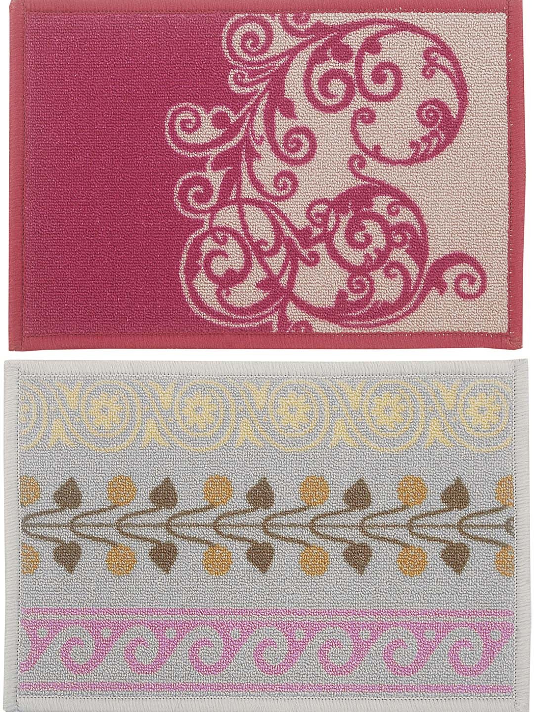 

BIANCA Set of 2 Splender Woven Design Anti-skid Doormats, Grey