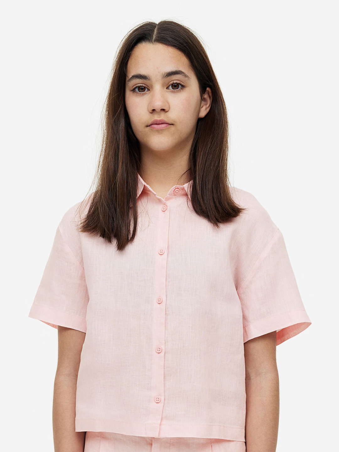 

H&M Girls Linen Shirt, Pink