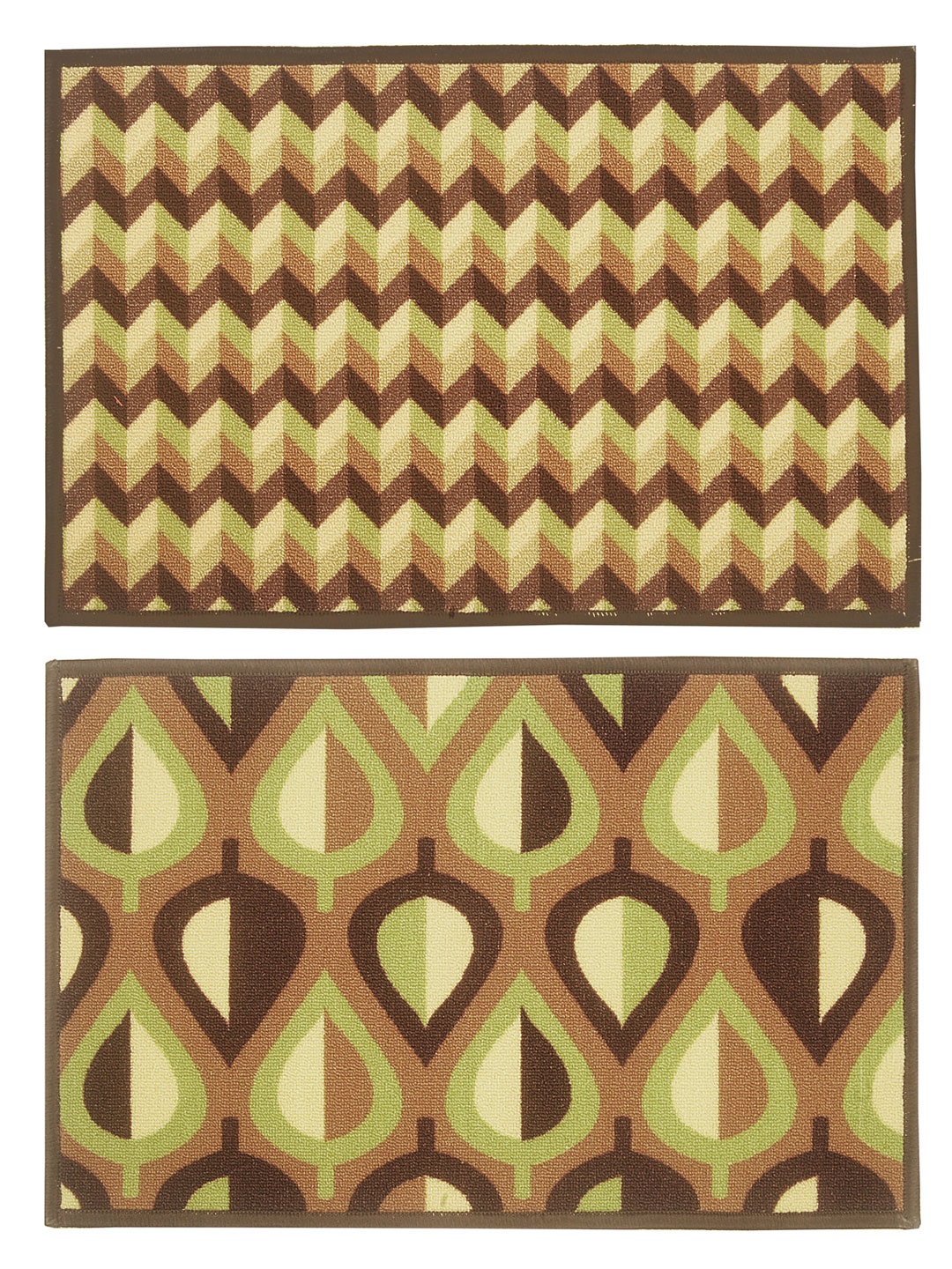 

BIANCA Splender Set of 2 Woven Design Anti-Skid Doormats, Beige