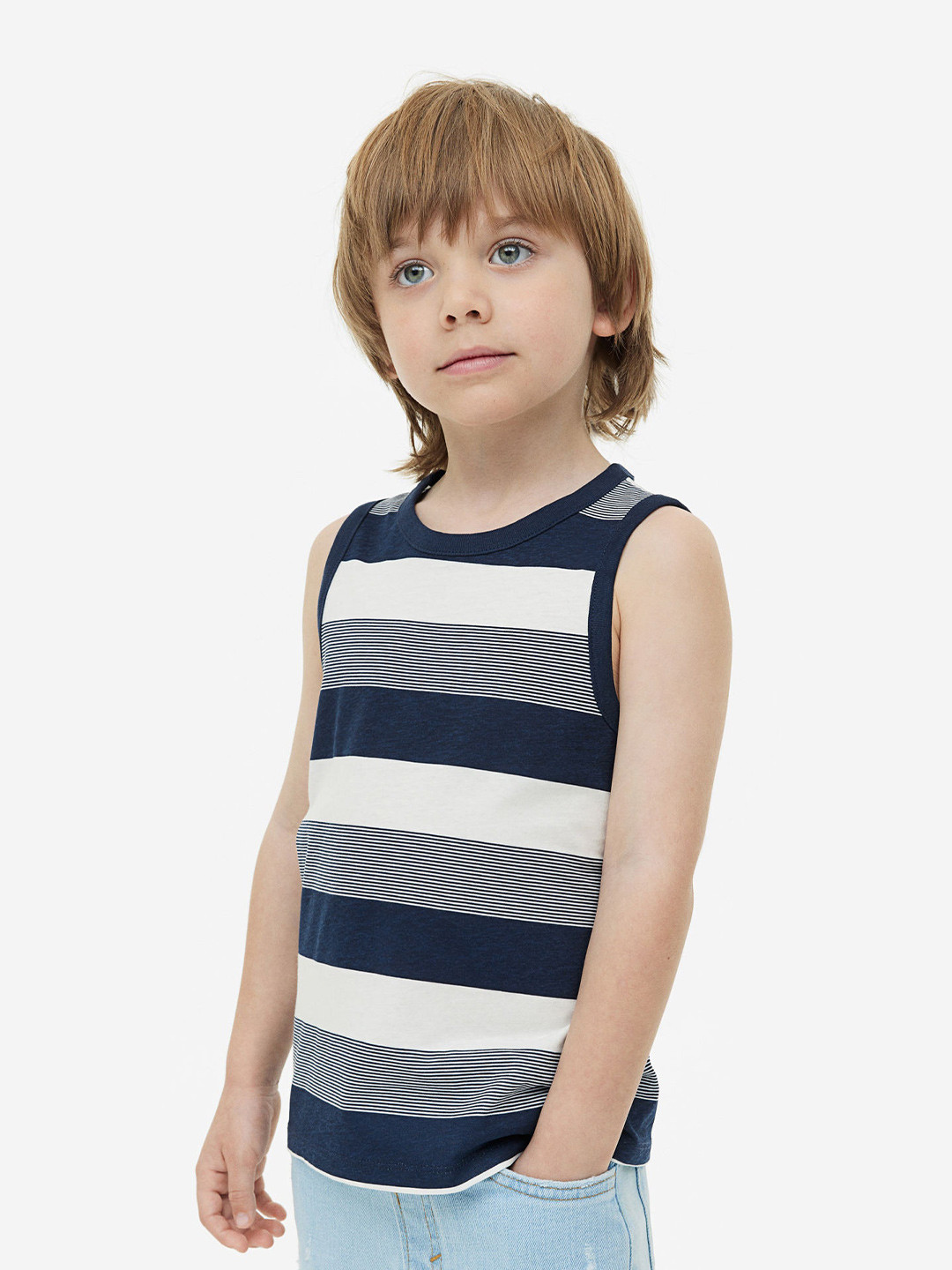 

H&M Boys 2-Pack Cotton Vest Tops, Blue