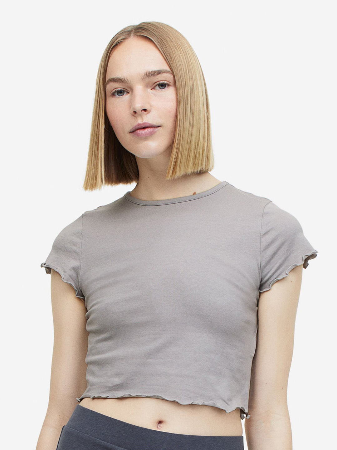 

H&M Cropped T-shirt, Grey